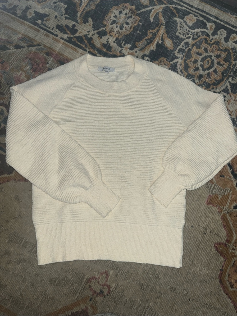 Women’s Cream Textured Crewneck Sweater